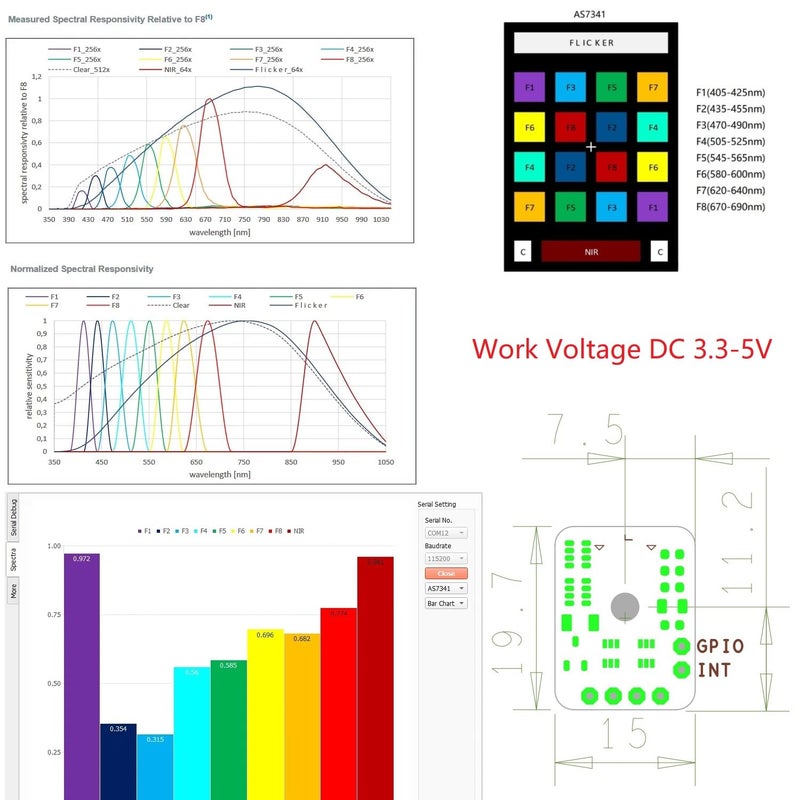 GODIYMODULES AS7341 Visible Spectrum Infrared Color Spectrometer Sensor Module for arduino - Image 2